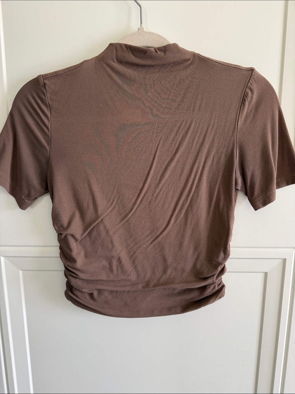 OGL Brown Short-Sleeve Mock Neck Crop Top